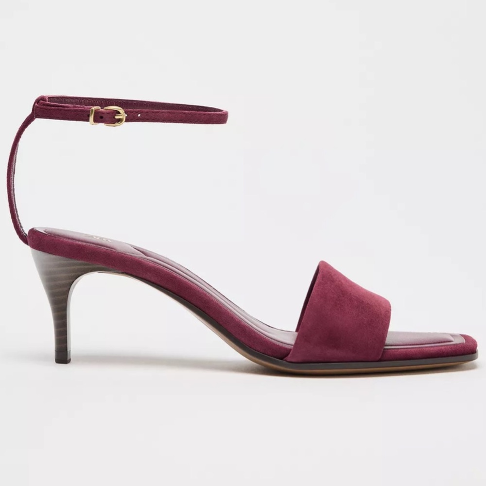 ZARA SUEDE MID-HEEL SANDALS